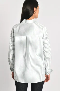 CHEMISE À FINES RAYURES RITA BLANC/VERT^KOOKAÏ Clearance