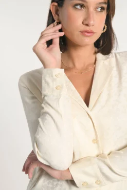 CHEMISE JACQUARD EFFET SOIE CALLISTE CRÉME^KOOKAÏ Sale