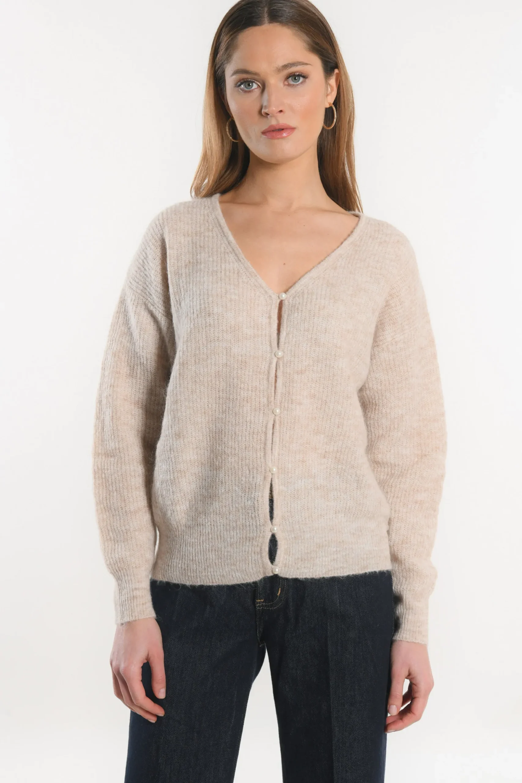 GILET COURT - SOLANGE - BEIGE CHINE^KOOKAÏ Cheap