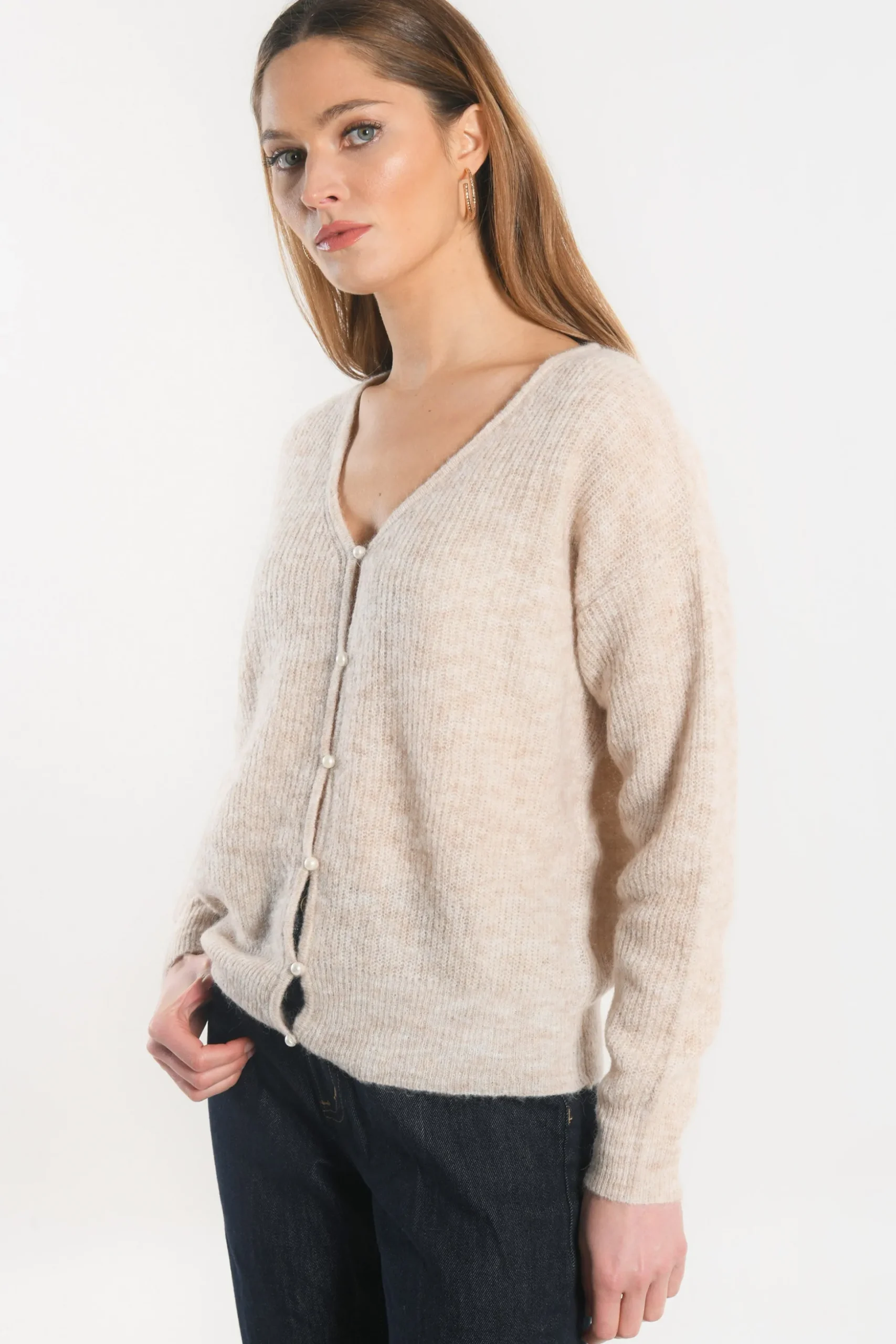 GILET COURT - SOLANGE - BEIGE CHINE^KOOKAÏ Cheap