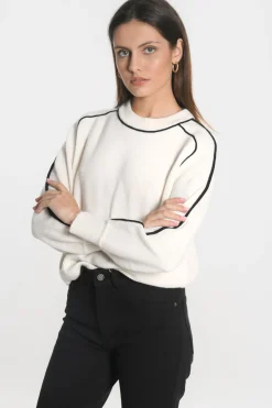 PULL COL ROND GABBY ÉCRU/NOIR^KOOKAÏ Store