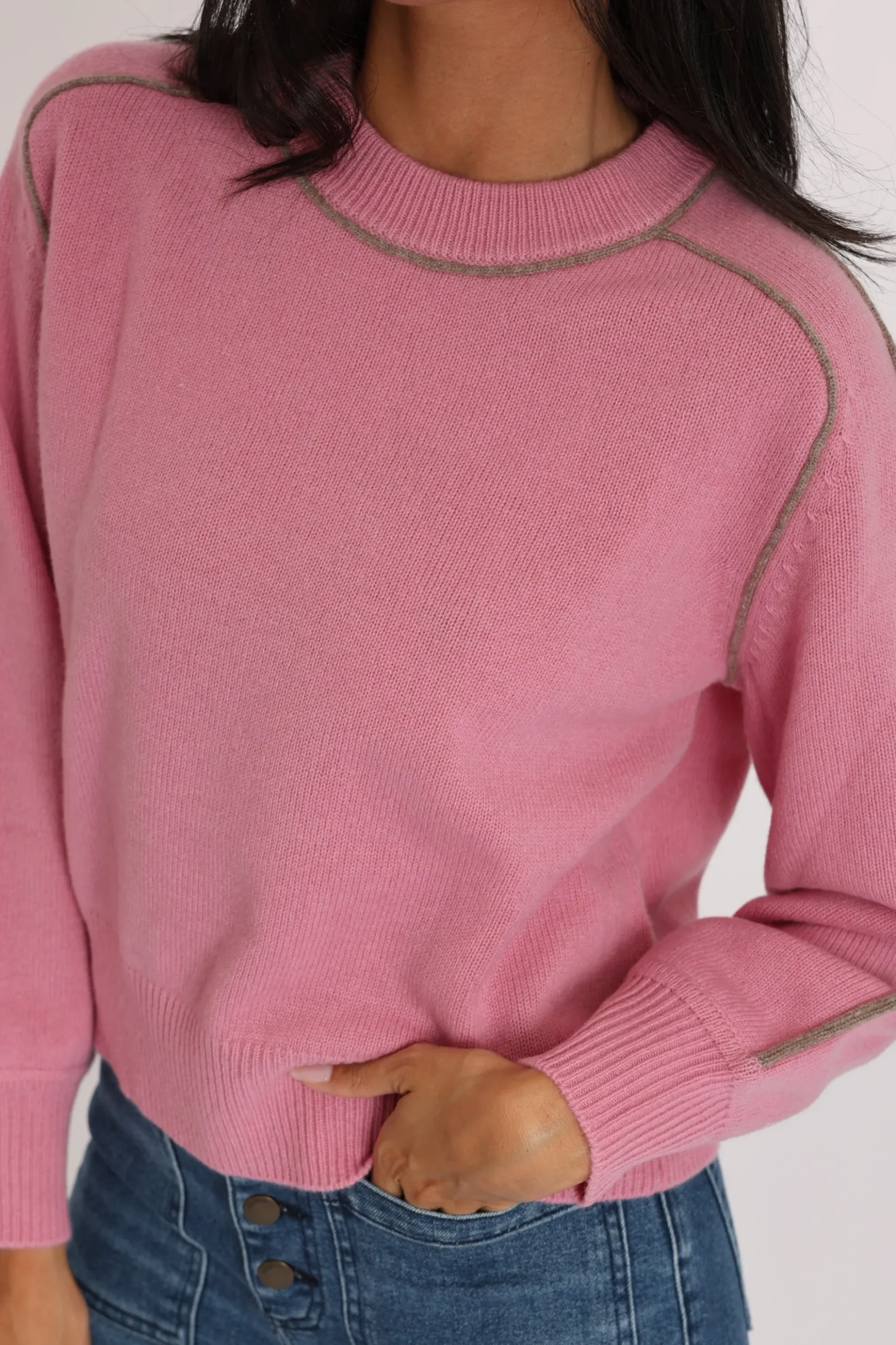 PULL COL ROND GABBY ROSE/BEIGE CHINÉ^KOOKAÏ Clearance