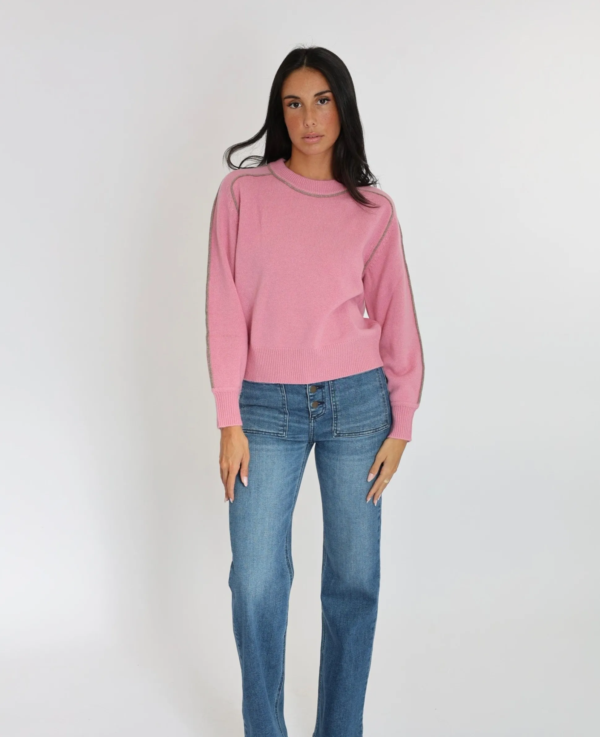 PULL COL ROND GABBY ROSE/BEIGE CHINÉ^KOOKAÏ Clearance