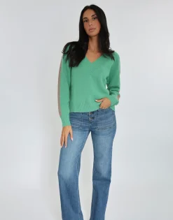 PULL COL V ASTRID MINT/BEIGE CHINÉ^KOOKAÏ Discount