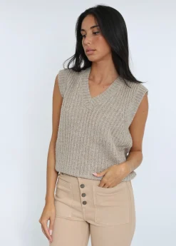 PULL COL V LANA BEIGE CHINÉ^KOOKAÏ Shop