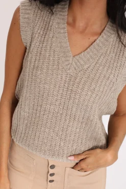PULL COL V LANA BEIGE CHINÉ^KOOKAÏ Shop