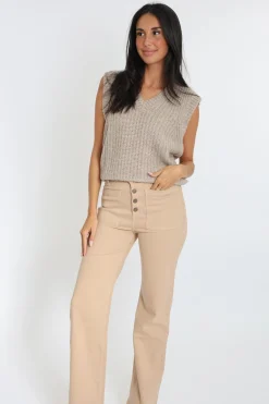 PULL COL V LANA BEIGE CHINÉ^KOOKAÏ Shop