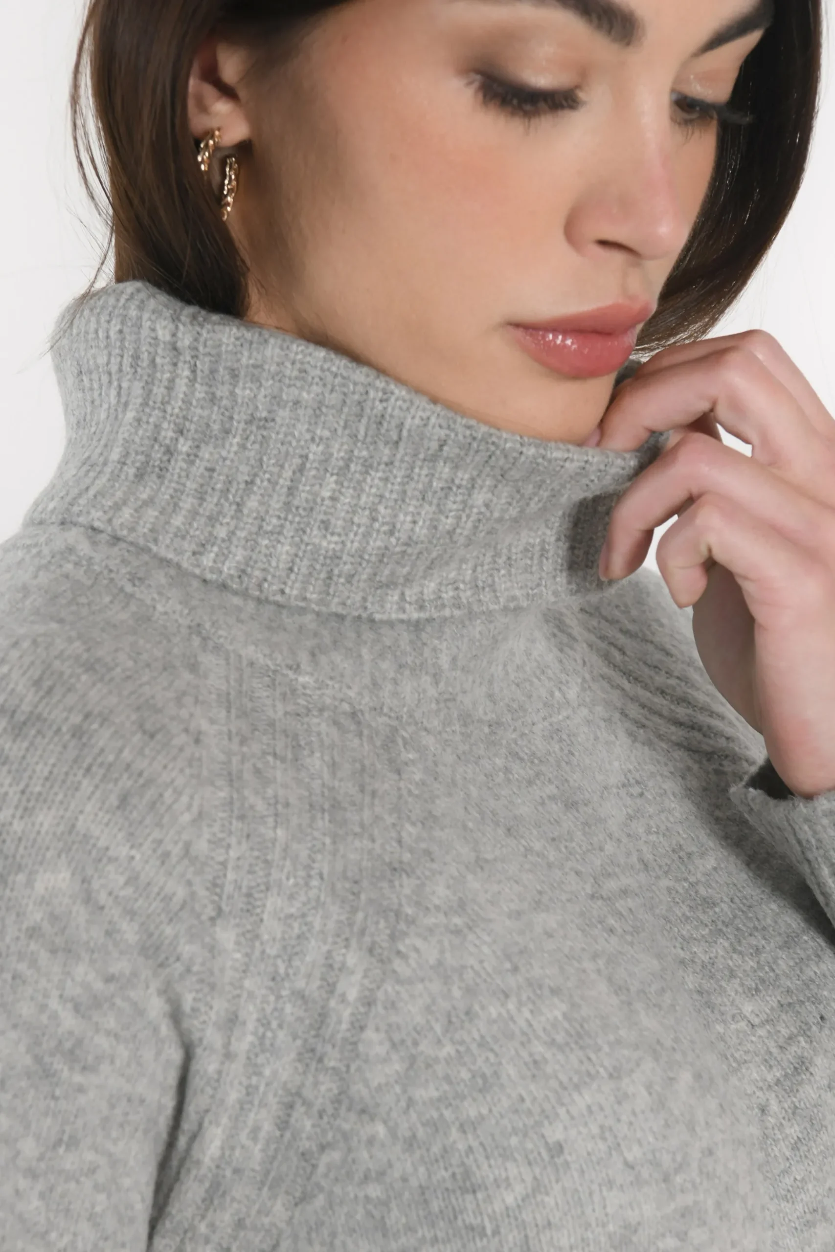 ROBE COL ROULÉ MANDY GRIS CHINÉ^KOOKAÏ Cheap