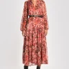ROBE LONGUE IMPRIMÉE CONSTANCE MULTI BORDEAUX^KOOKAÏ Sale